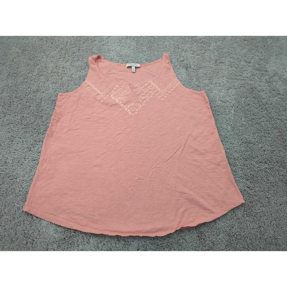 Harlow & Rose Woman Tank Top Womens 2X Orange Tunic V-Shaped Cut Out Neckline